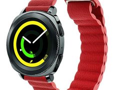 Curea piele Smartwatch Samsung Galaxy Watch 46mm, Samsung Watch Gear S3, iUni 22 mm Red Leather Loop